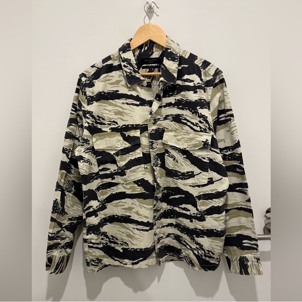 All Saints Black and Tan Patterned Shirt Jacket - Worn Once
